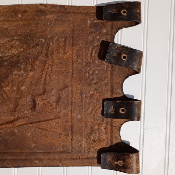 Angel Pazmino Tooled Leather Chair Seat Replacement Parts Warrior with Bow Vtg - Picture 14 of 16